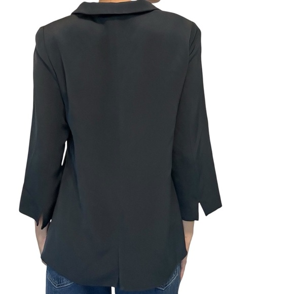 Nina Mclemore Shirt Blouse 100% Silk Dark Blue Minimalist Work Size 4 Small - Picture 2 of 6